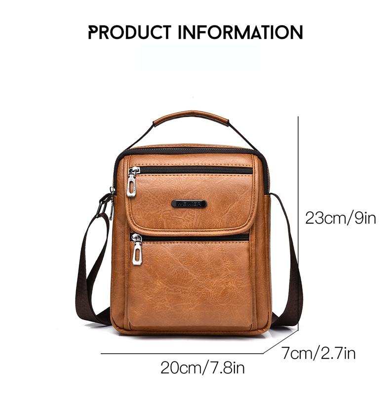 Small Retro Pu Shoulder Bag For Men Commuter Messenger Satchel - Light Brown 4