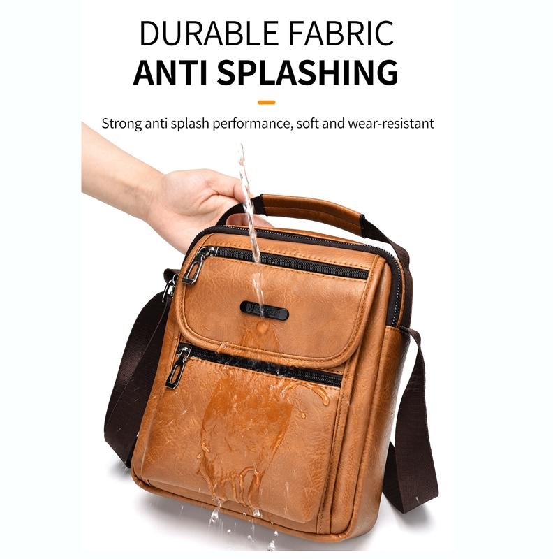 Small Retro Pu Shoulder Bag For Men Commuter Messenger Satchel - Light Brown 5