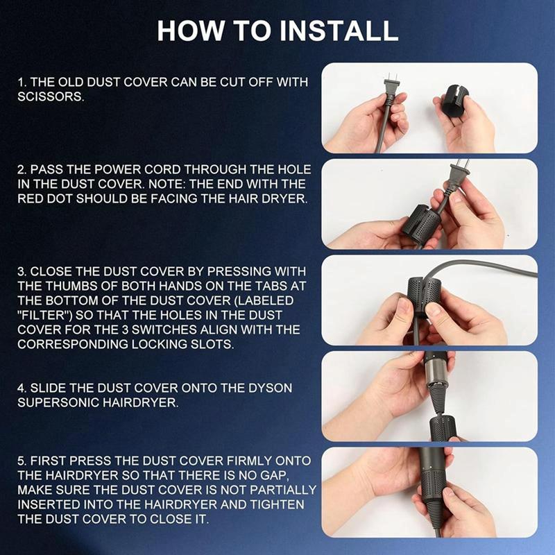 Open Design Outer Filter Cover For Hd01 / Hd03 / Hd08 / Hd15 Hair Dryer - Black 8