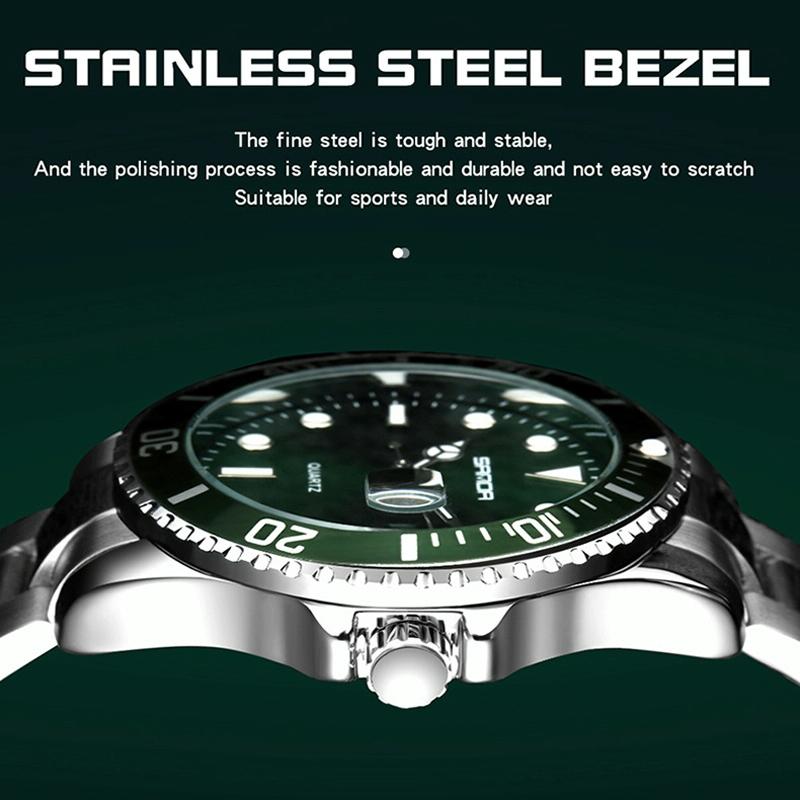 Personalized Men Quartz Wristwatch - Steel Belt - Green 10