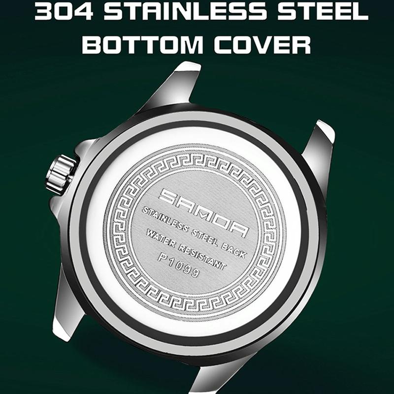 Personalized Men Quartz Wristwatch - Steel Belt - Green 11