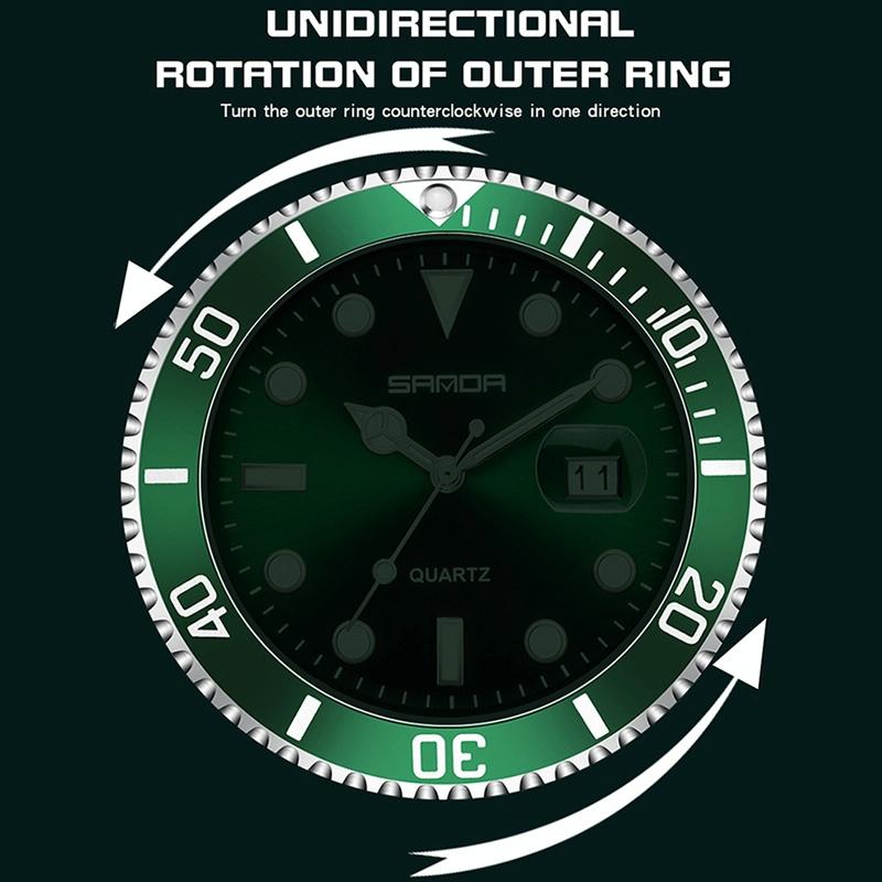 Personalized Men Quartz Wristwatch - Steel Belt - Green 13
