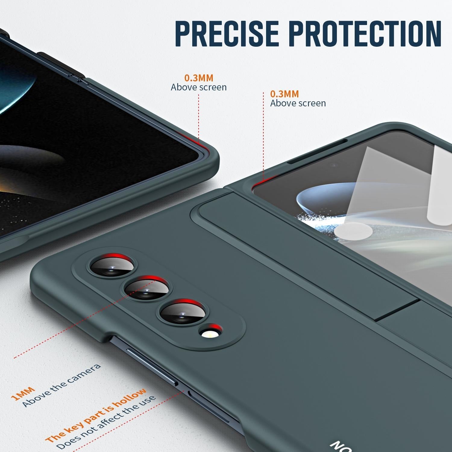 For Samsung Galaxy z Fold4 5G Samsung Galaxy z Fold4 2-in-1 Detachable Folding Case with Holder & Pen Slot - Grey Green 5