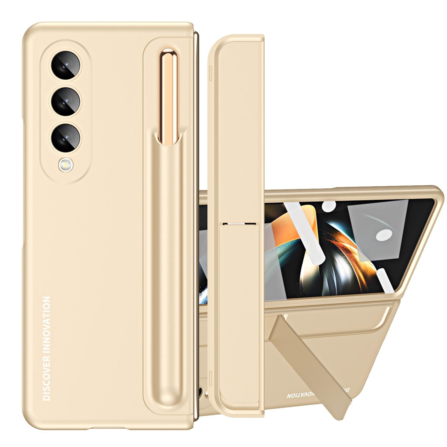 For Samsung Galaxy z Fold4 5G Samsung Galaxy z Fold4 2-in-1 Detachable Folding Case with Holder & Pen Slot - Grey Green 15