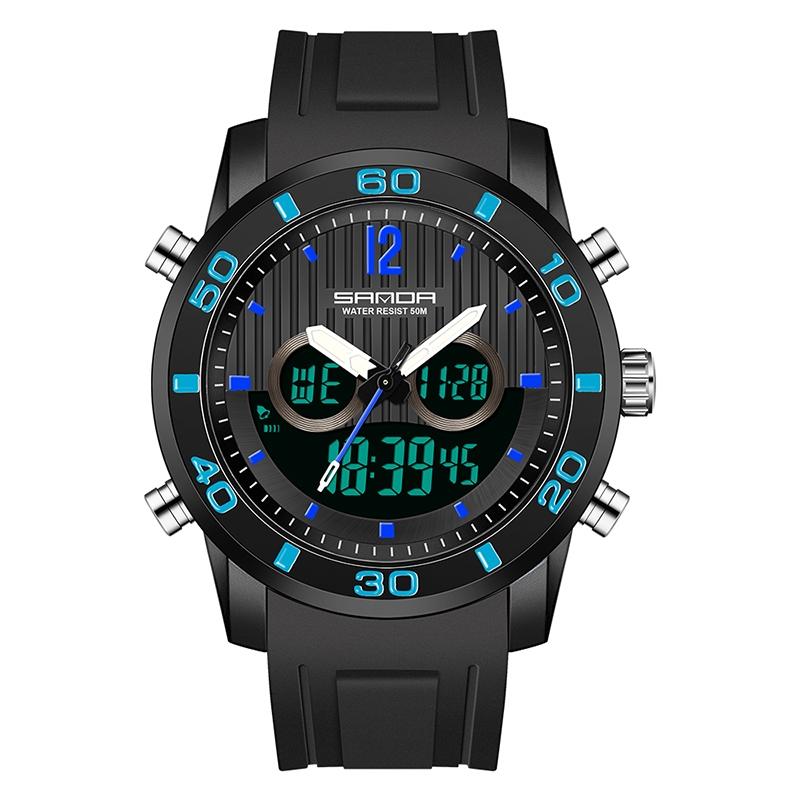 Men Outdoor Sports Shockproof Electronic Watch with Dual Digital Display and Luminous Feature - Black Gold 4