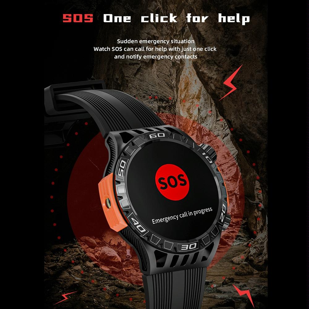 1.46 Inch Ip68 Waterproof Sos Flashlight Bluetooth Smart Watch - Brick Red 14