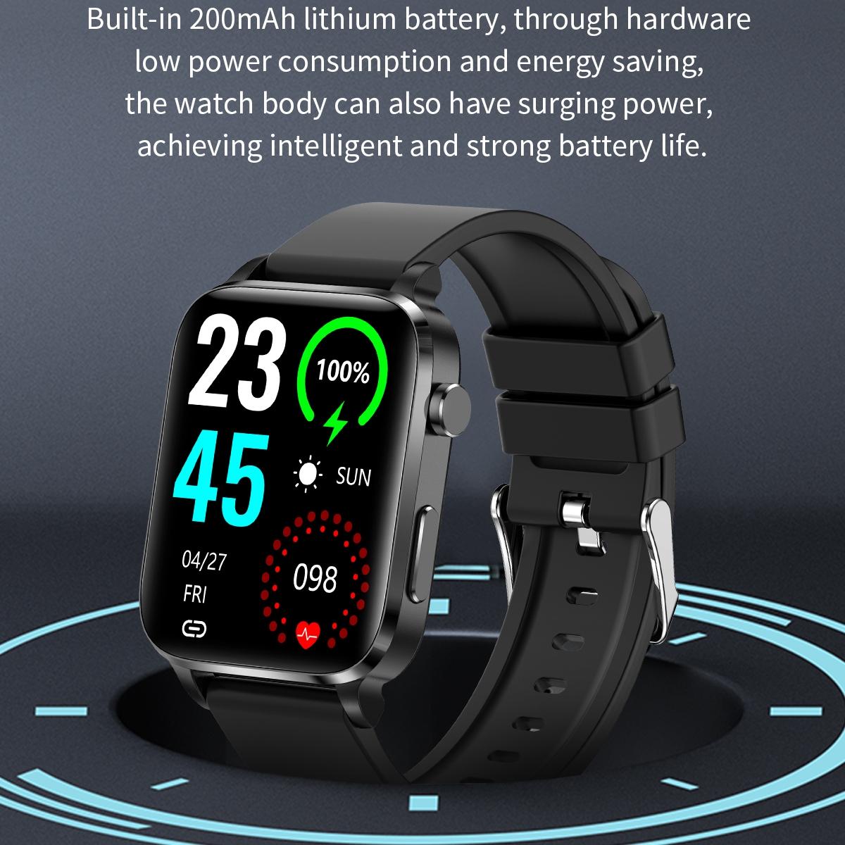 1.7 Inch Hd Square Screen Tpu Strap Smart Watch Supports Body Temperature Monitoring / Blood Oxygen Monitoring - Red 9