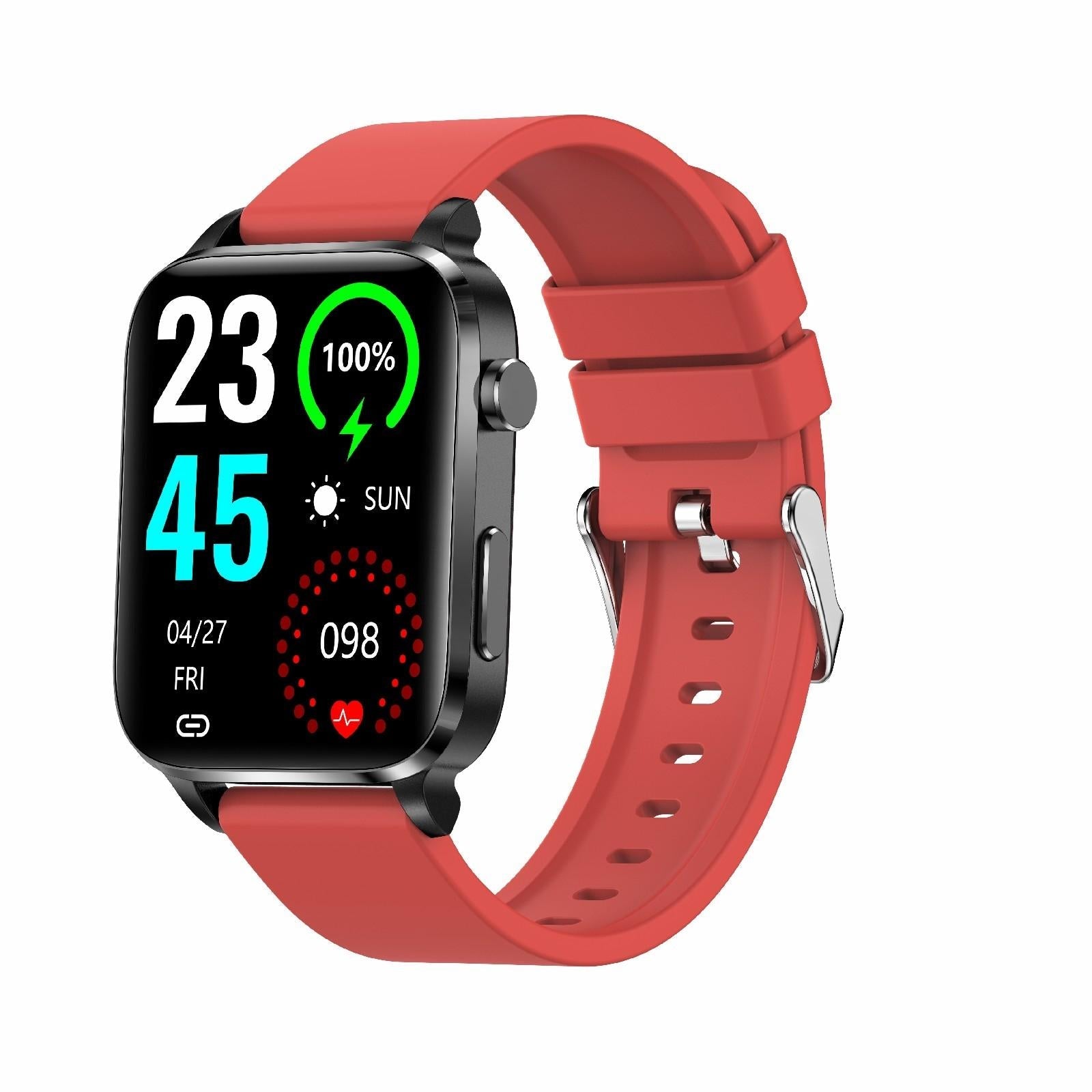 1.7 Inch Hd Square Screen Tpu Strap Smart Watch Supports Body Temperature Monitoring / Blood Oxygen Monitoring - Red 14
