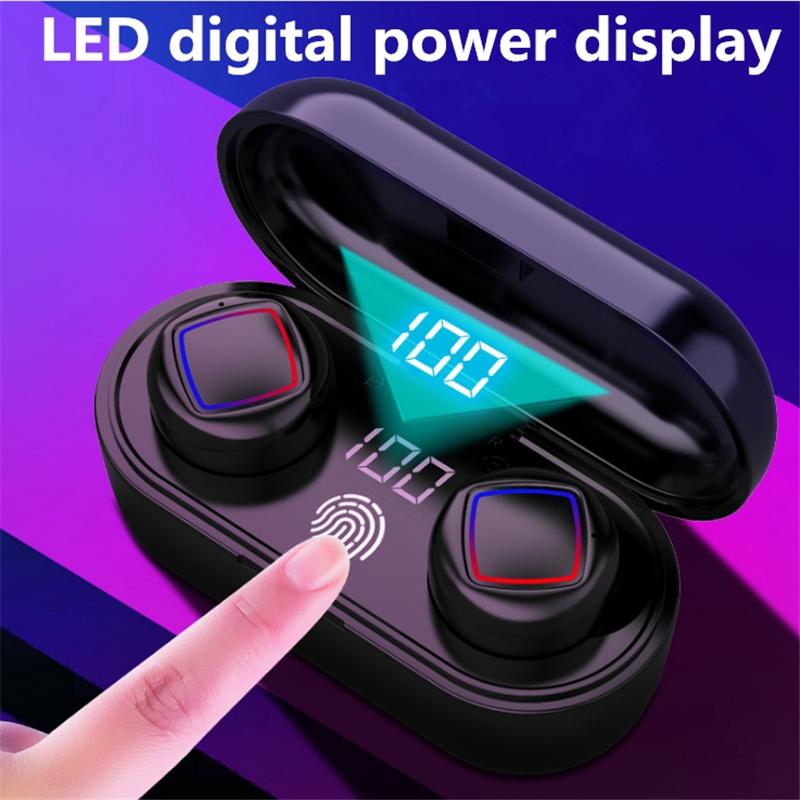 Wireless Fingerprint Touch Earbuds with Led Display and Charging Case - White 11
