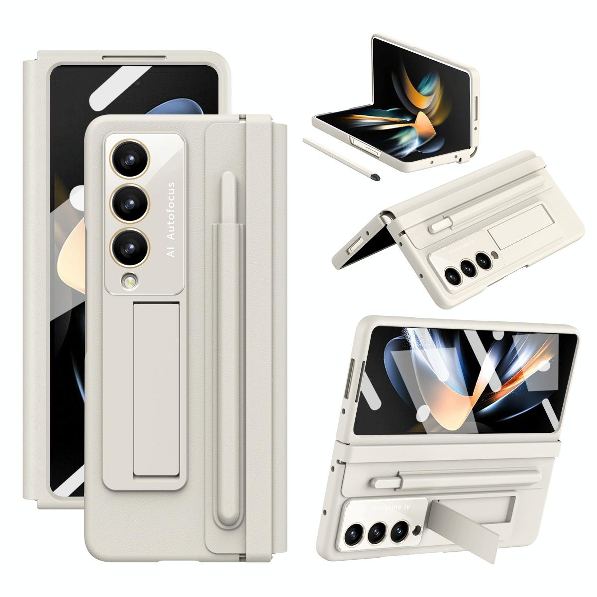 For Samsung Galaxy Z Fold4 5G Phone Case With Pen Slots - Full Coverage - Black