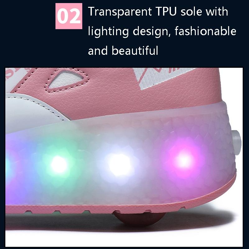 27 Rechargeable Light Skating Shoes for Kids with Two Wheels - Blue 6