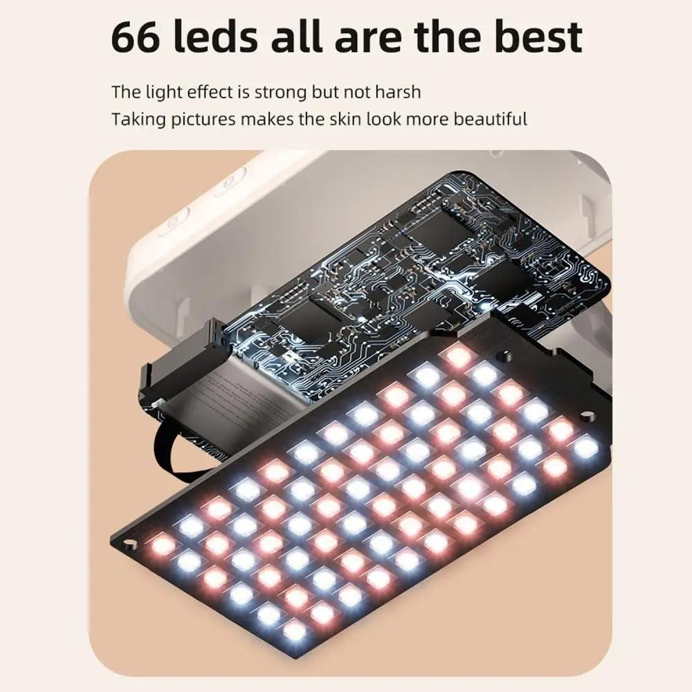 Rechargeable Clip-on Selfie Light with 66 Leds - 3 Modes for Phone Laptop Tablet - Black - Black 10