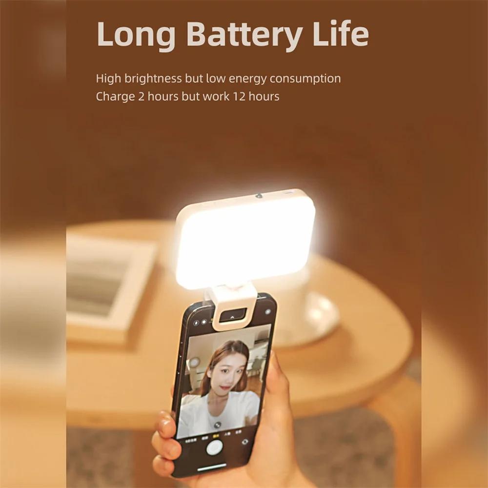 Rechargeable Clip-on Selfie Light with 66 Leds - 3 Modes for Phone Laptop Tablet - Black - Black 11