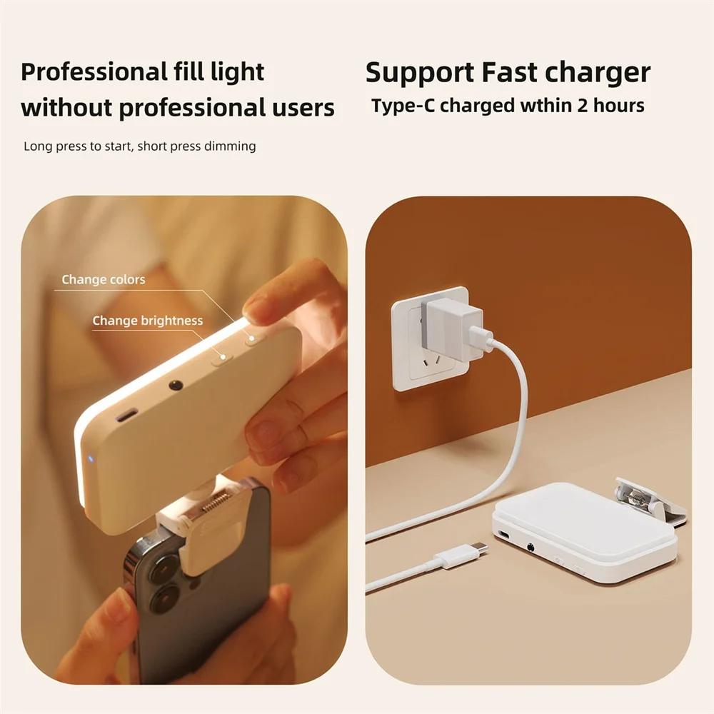 Rechargeable Clip-on Selfie Light with 66 Leds - 3 Modes for Phone Laptop Tablet - Black - Black 13
