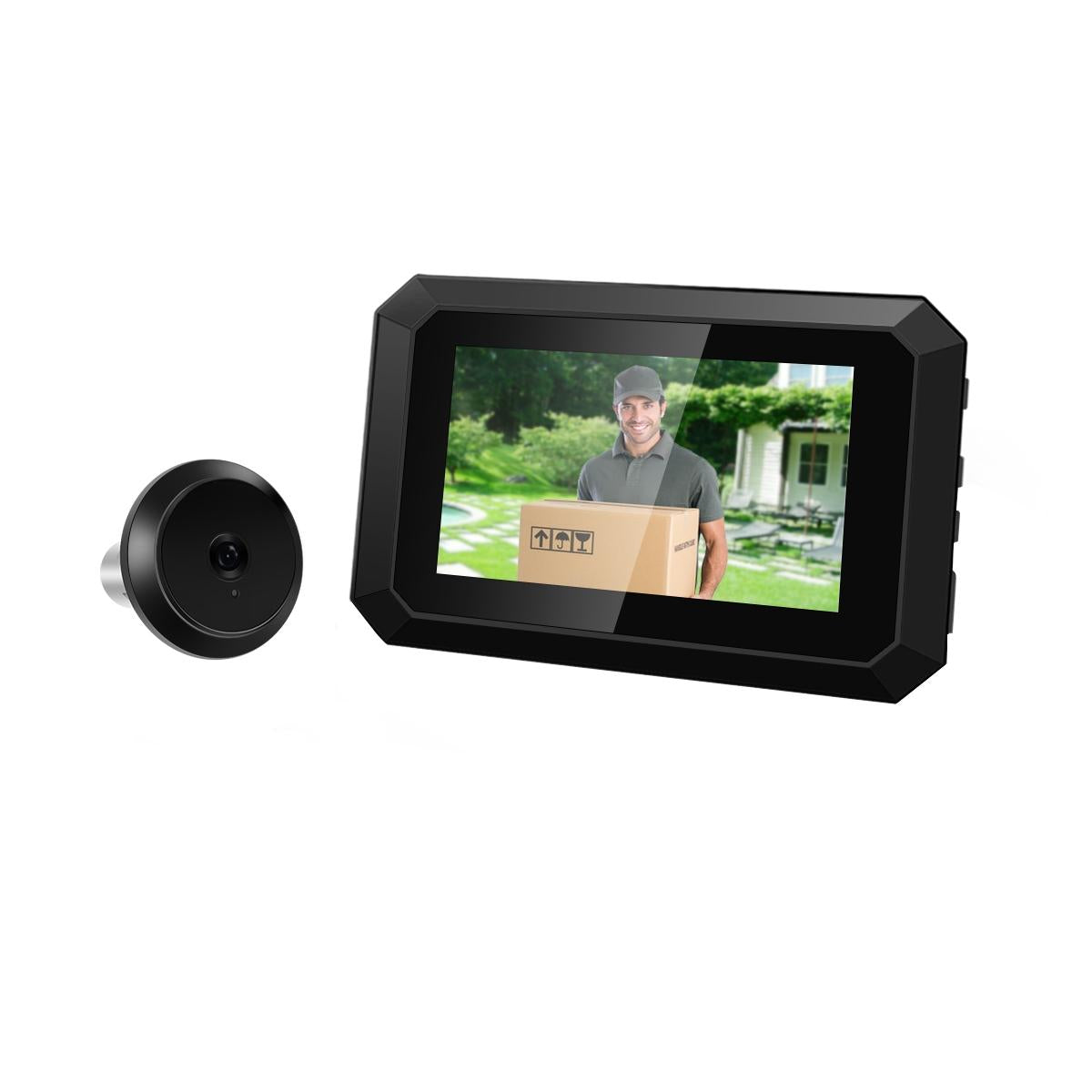 1080P Smart Digital Door Viewer With Night Vision - 3.97 Inch Wide Angle - Grey