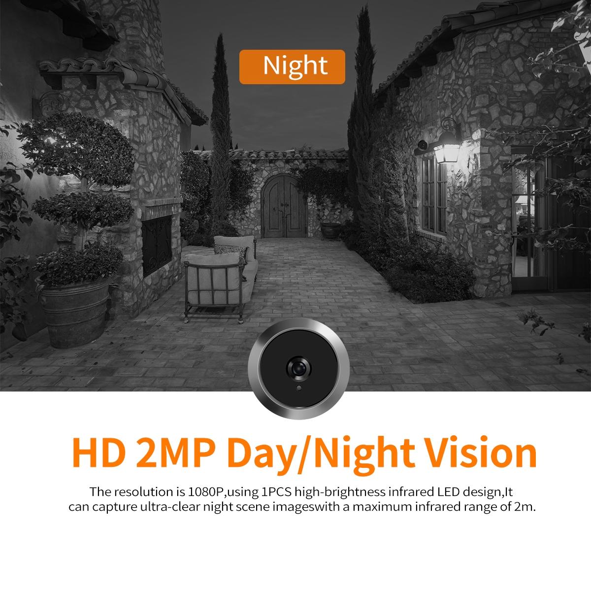 1080P Smart Digital Door Viewer With Night Vision - 3.97 Inch Wide Angle - Grey 4