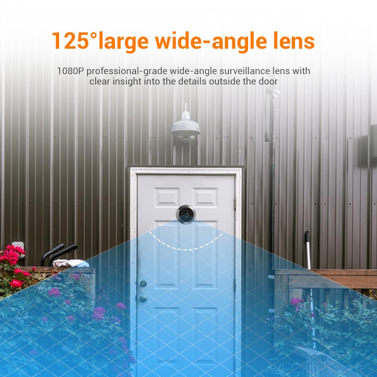 1080P Smart Digital Door Viewer With Night Vision - 3.97 Inch Wide Angle - Grey 5