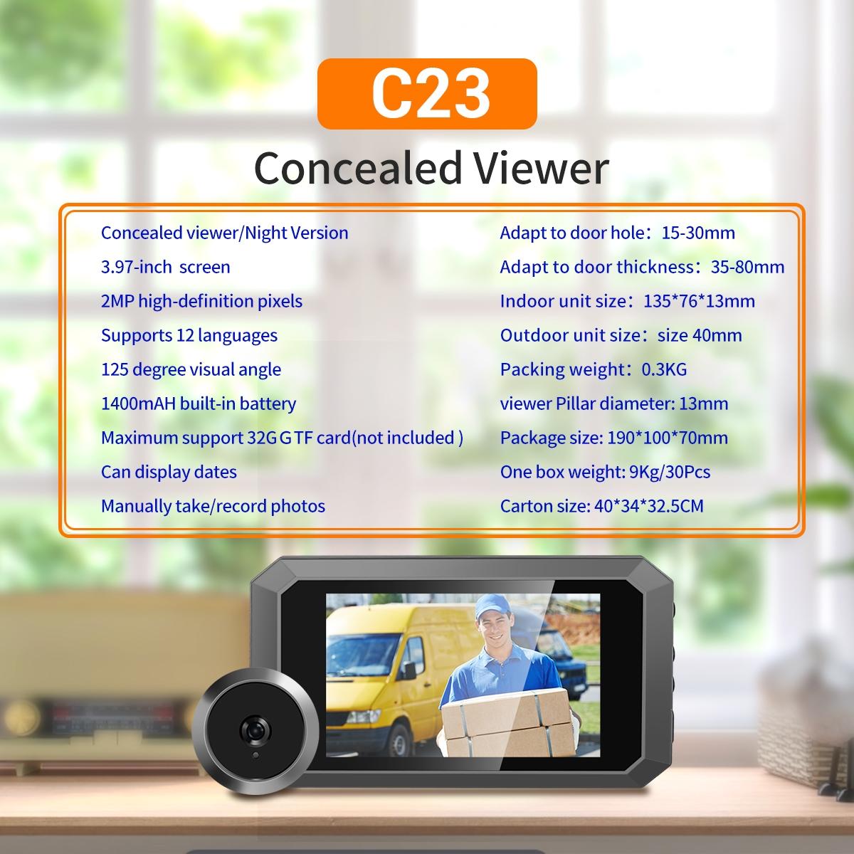 1080P Smart Digital Door Viewer With Night Vision - 3.97 Inch Wide Angle - Grey 8