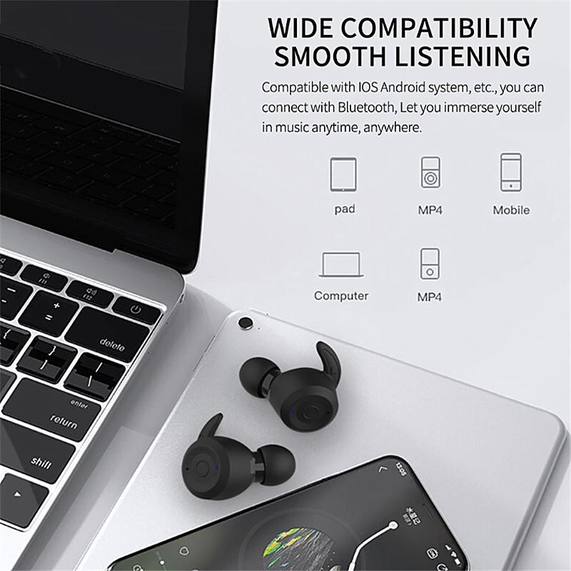 Waterproof T20 Tws Bluetooth Earphones with Charging Box and Noise-cancelling Hooks - Blue 5