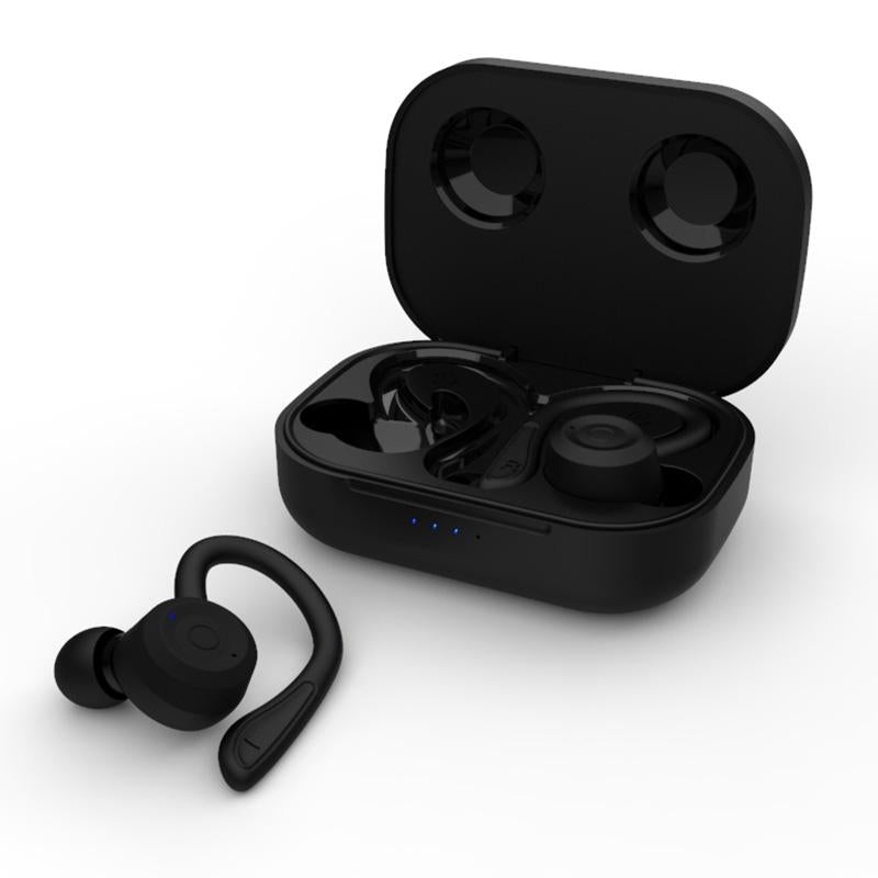 Waterproof T20 Tws Bluetooth Earphones with Charging Box and Noise-cancelling Hooks - Blue 14