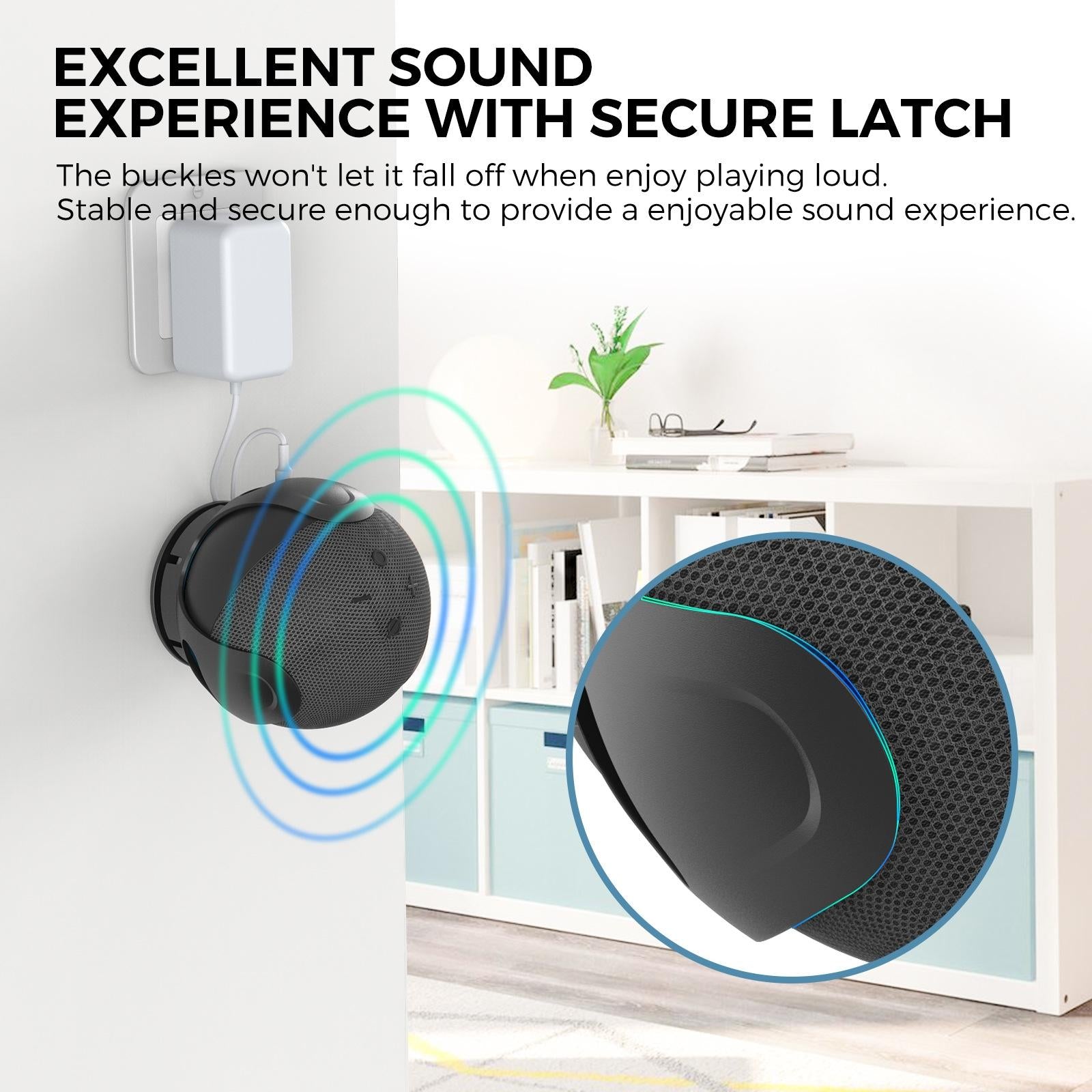 Wall Storage Stand for Amazon Echo Dot with Ahastyle Speaker - Fits 4th and 5th Gen - Black 3
