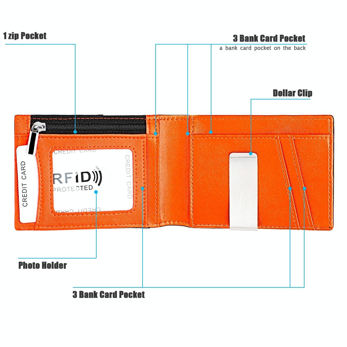 Leather Rfid Wallet with Front Pocket - Black - Black 6