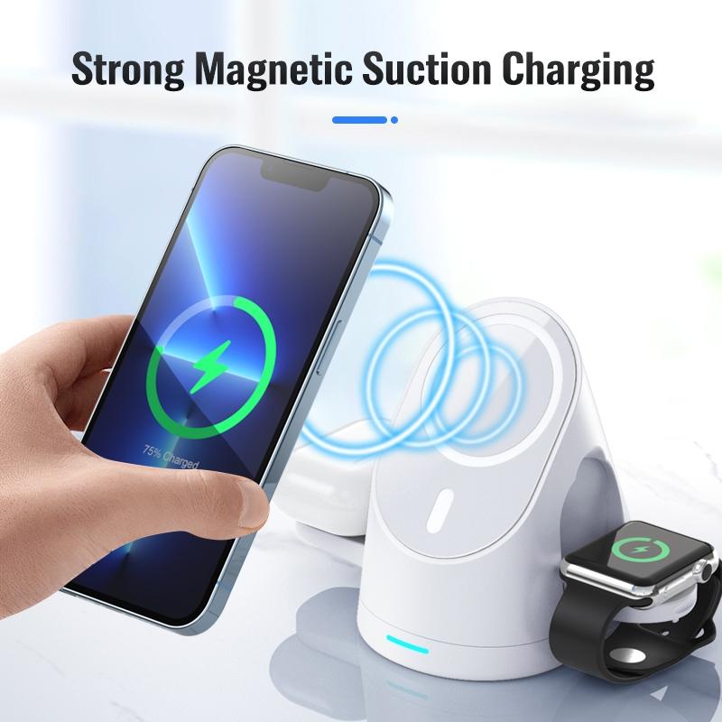 3 In 1 Magnetic Wireless Charging Bracket For Smartphone Iwatch Airpods - White 7