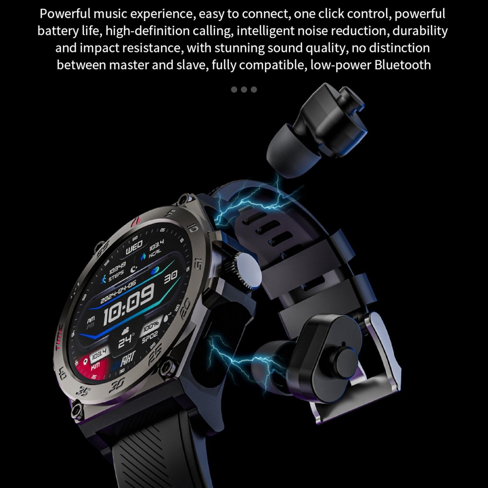 1.53 Inch Ip67 Bt5.0 Sport Smart Watch With Earbuds Support Bluetooth Call / Sleep / Blood Oxygen / Heart Rate / Blood Pressure Health Monitor - Blue 9