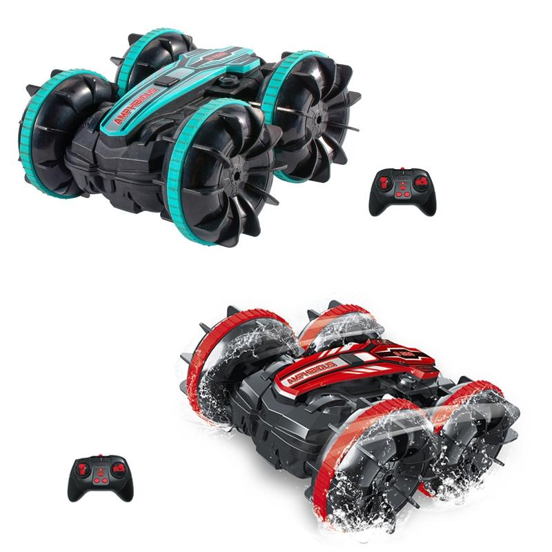Amphibious Stunt Rc Car - Double-sided Rolling - 2.4g - Electric - Kids' Toy - Green 3