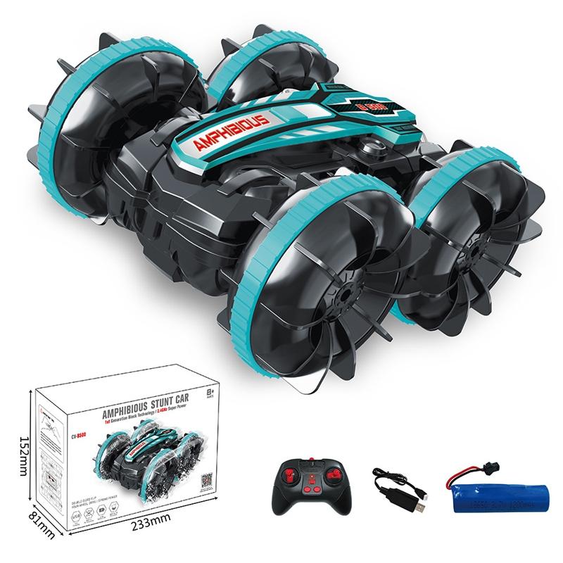 Amphibious Stunt Rc Car - Double-sided Rolling - 2.4g - Electric - Kids' Toy - Green 4