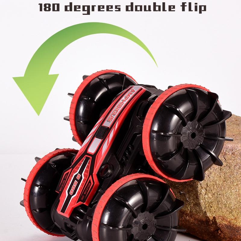 Amphibious Stunt Rc Car - Double-sided Rolling - 2.4g - Electric - Kids' Toy - Green 9