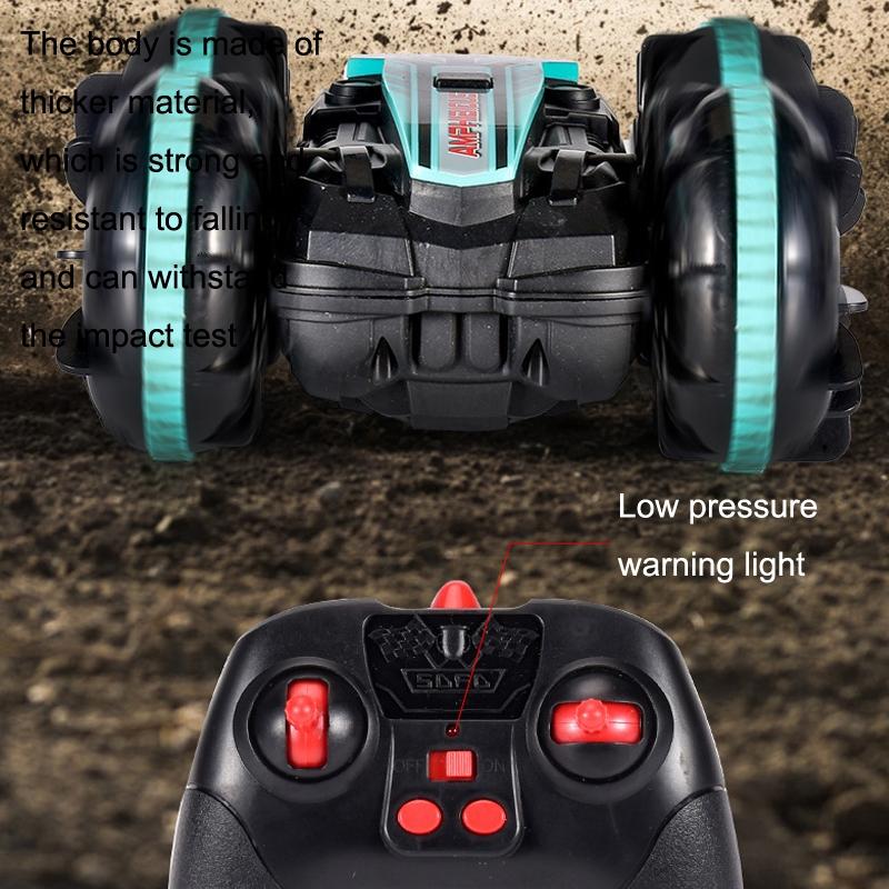 Amphibious Stunt Rc Car - Double-sided Rolling - 2.4g - Electric - Kids' Toy - Green 12