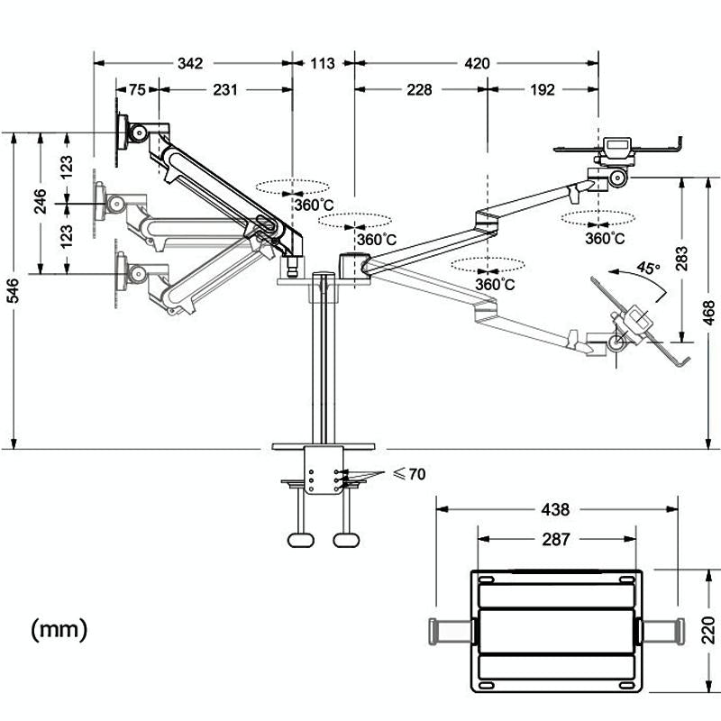 Adjustable Desktop Stand for 17-32 and 12-17 Monitors - Aluminum - Silver 5
