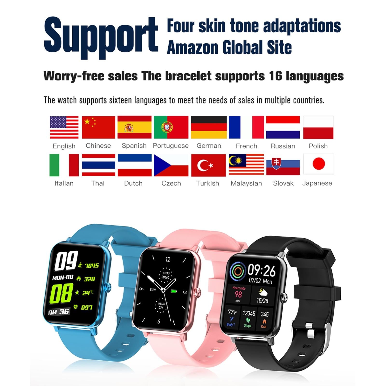 1.69 Inch Tft Screen Ip67 Waterproof Smart Watch Support Body Temperature Monitoring / Sleep Monitoring / Heart Rate Monitoring / Incoming Call Reminder - Blue 9