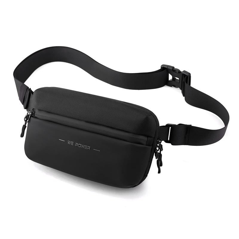 Minimalist Men Chest Bag Outdoor Travel Waist Bag With Shoulder Strap - Black
