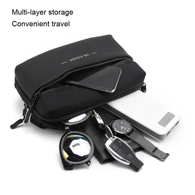 Minimalist Men Chest Bag Outdoor Travel Waist Bag With Shoulder Strap - Black 5