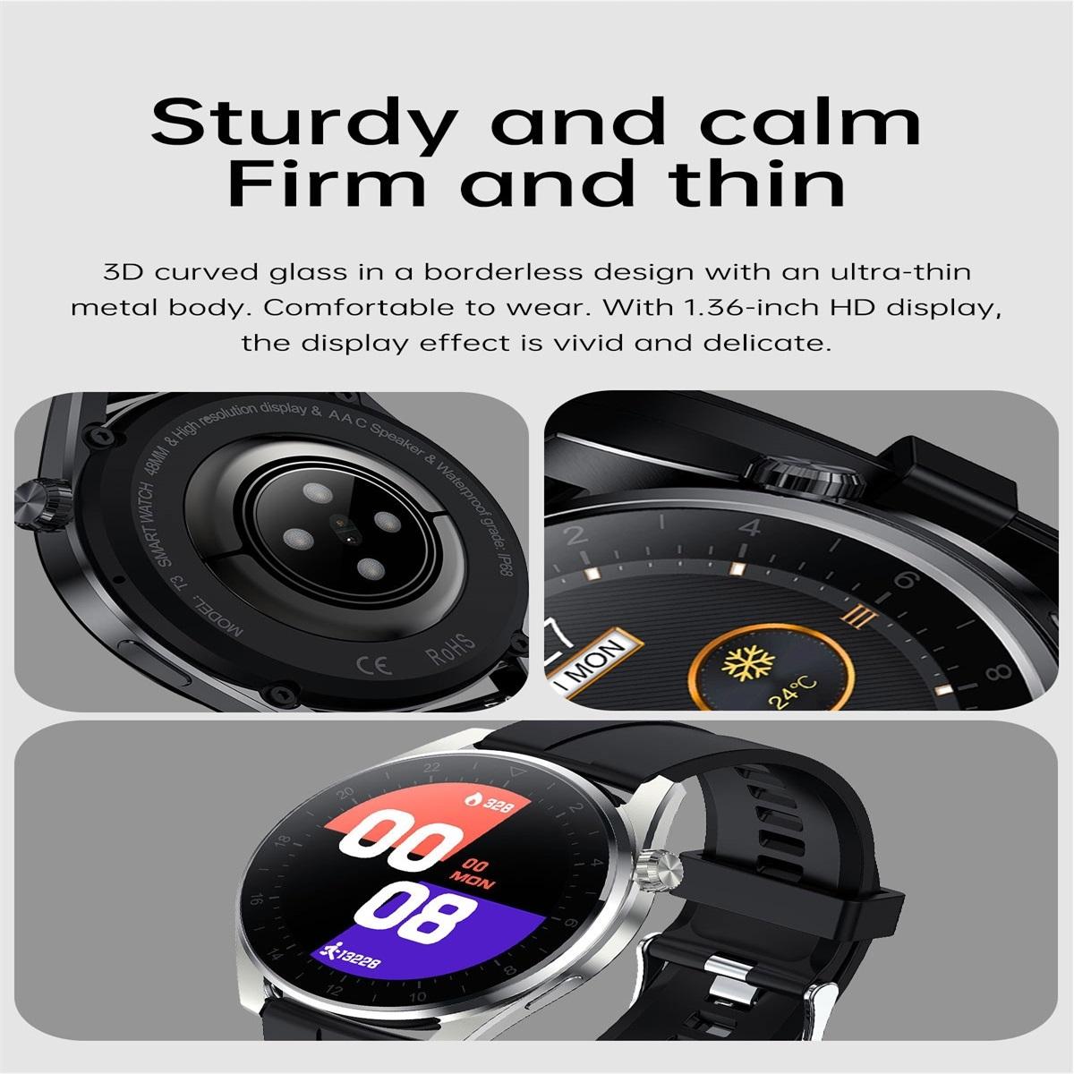 Waterproof Silicone Smartwatch With Colour Display - Silver 8