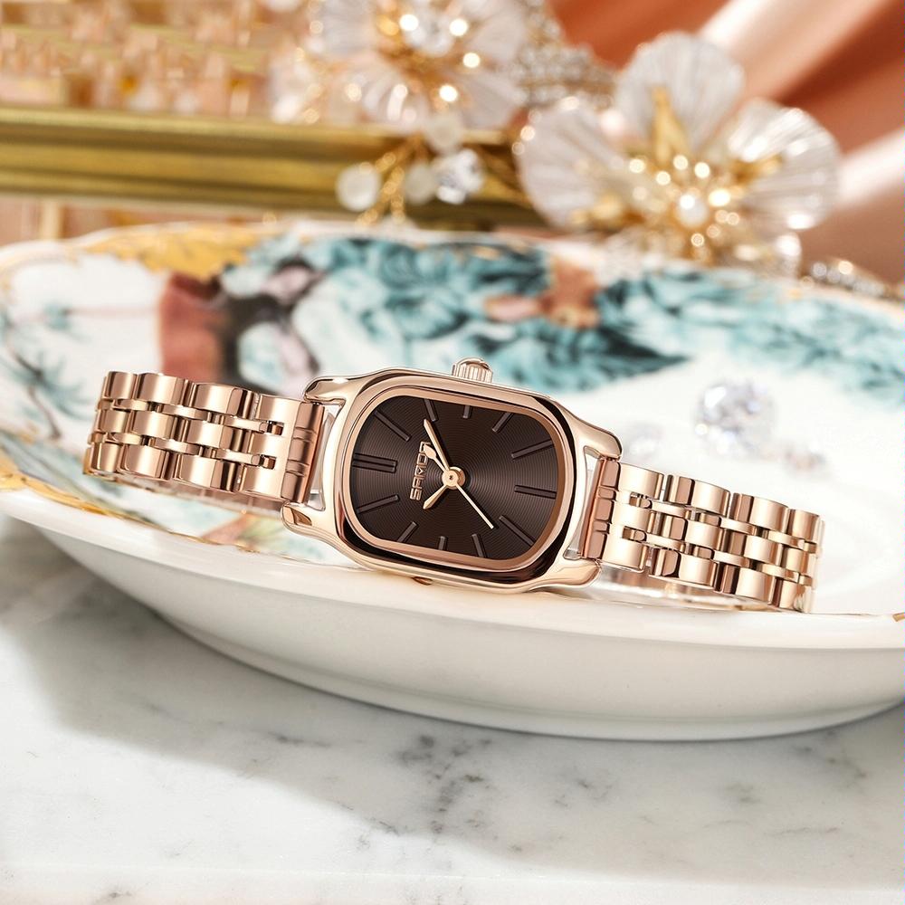 Waterproof Women Quartz Watch with Mini Dial and Steel Band - Green 5