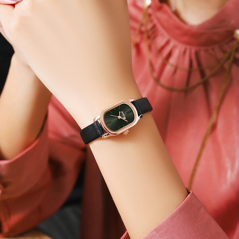 Waterproof Women Quartz Watch with Mini Dial and Steel Band - Green 6