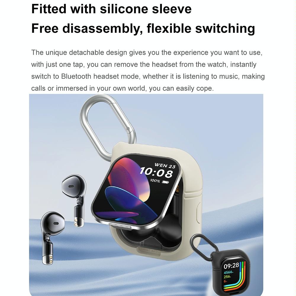 2.01 Inch 2 In 1 Bluetooth Earphone Smart Watch With Nfc & Steel Strap - Space Grey 9