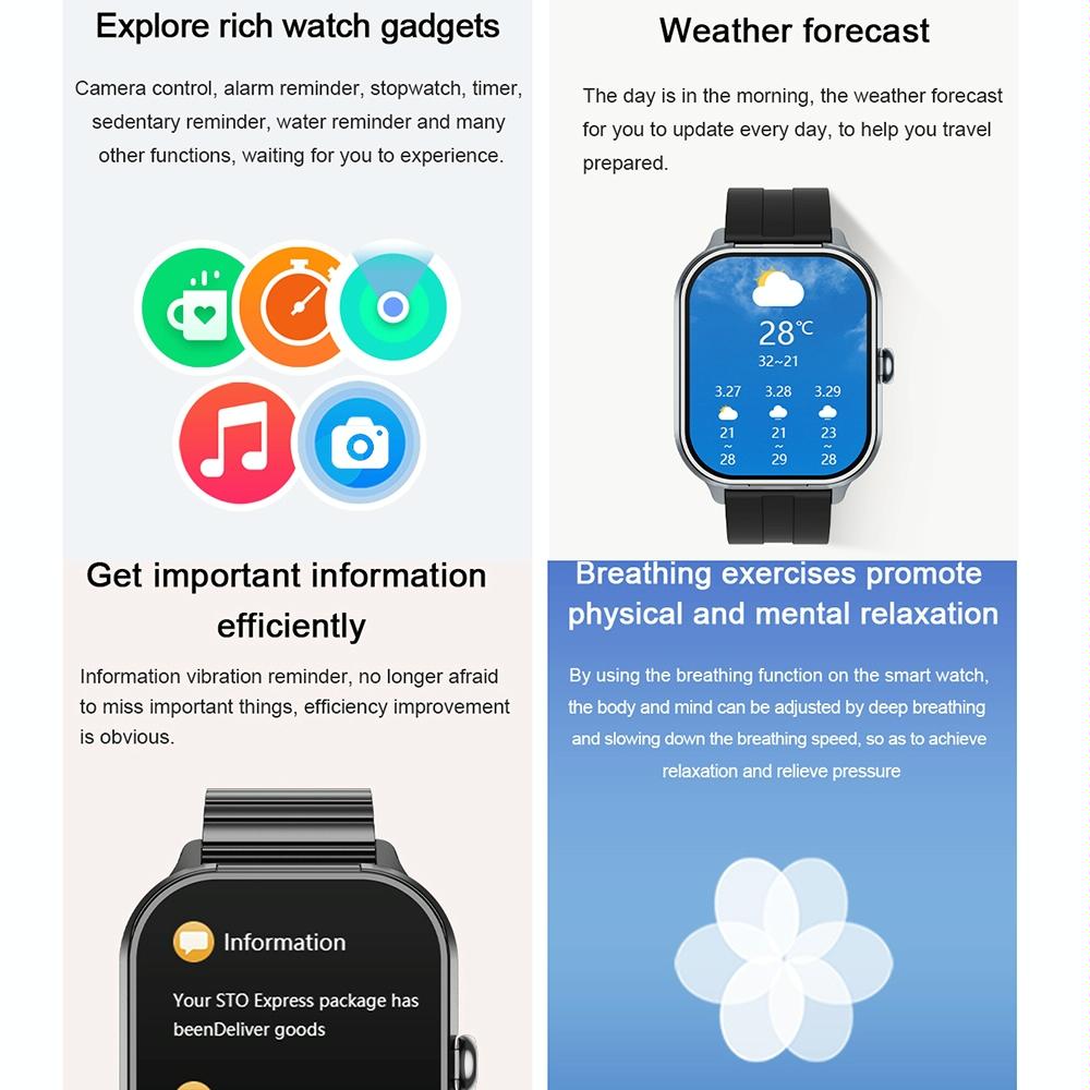 2.01 Inch 2 In 1 Bluetooth Earphone Smart Watch With Nfc & Steel Strap - Space Grey 15