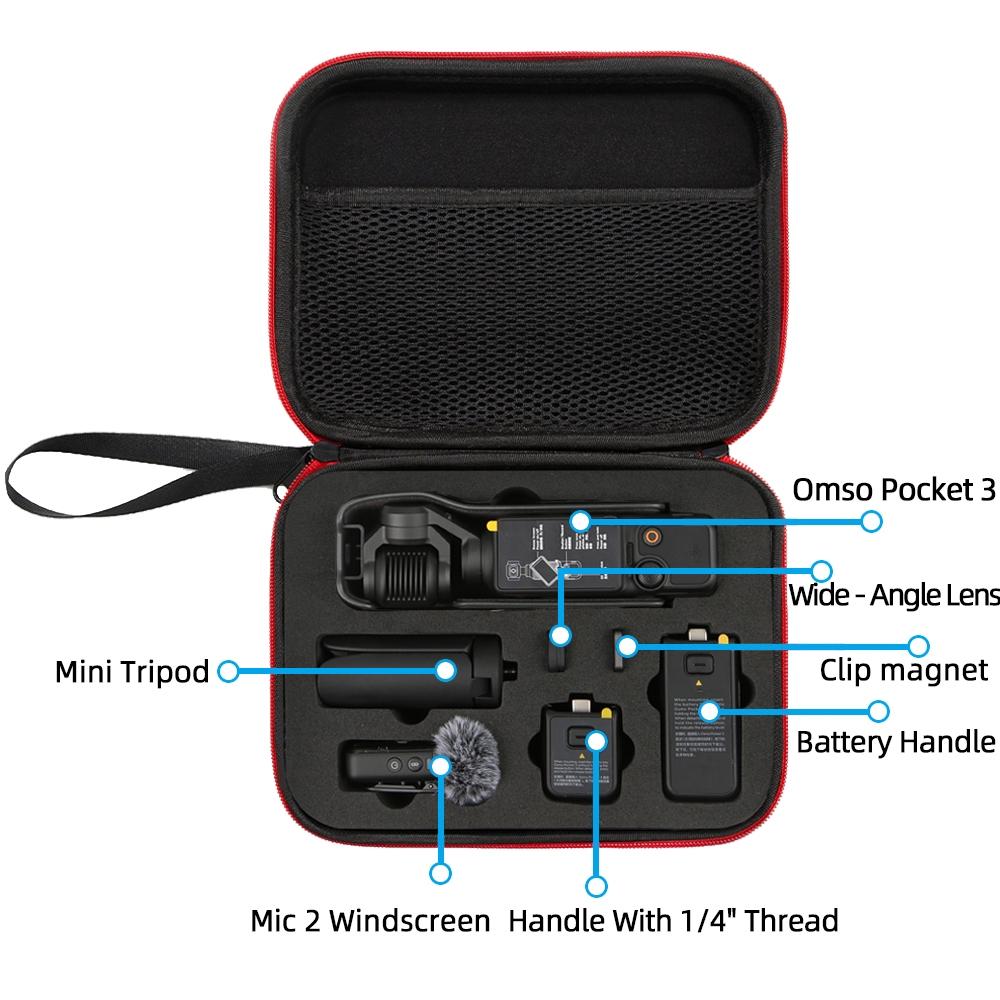 Dji Pocket 3 Camera Handbag - Storage Bag - Black Shell Red Inner 9