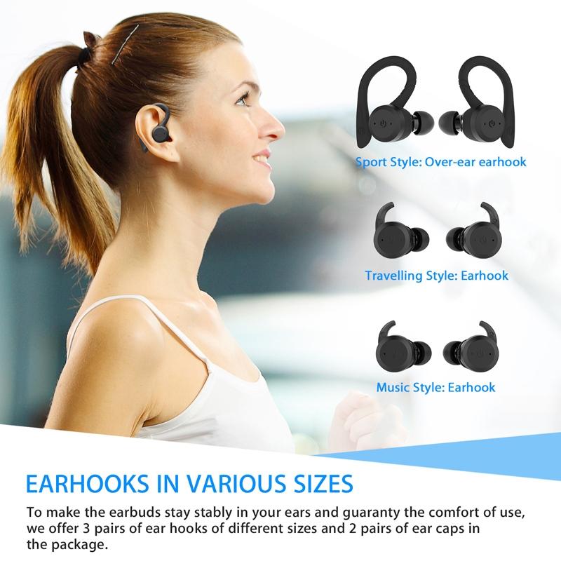 Waterproof Tws Wireless Earphones for Sports - Ear-mounted - Fluorescent Green 4