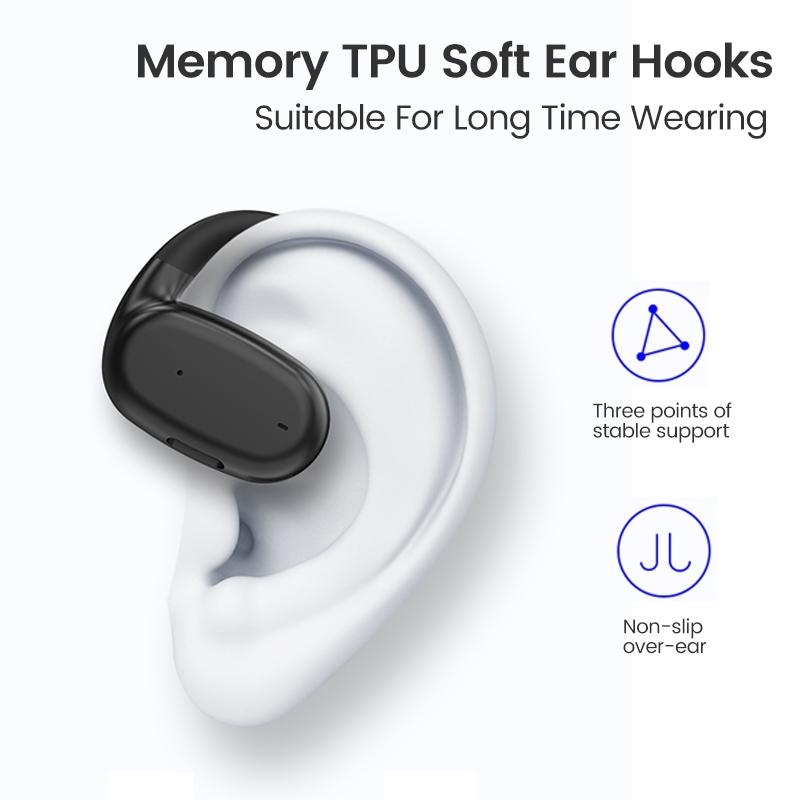 Wireless Single Ear Bluetooth Earphone - Hanging Ear Design - White 5