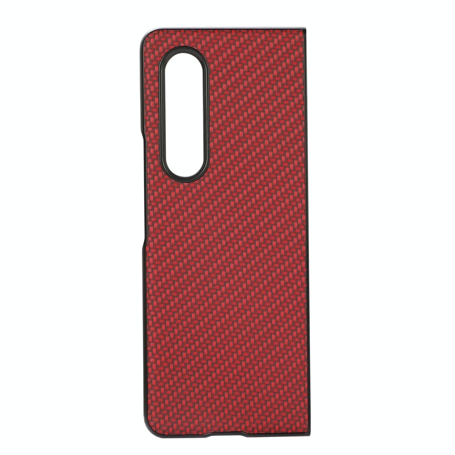 For Samsung Galaxy z Fold4 5G Carbon Fiber Texture Leather Phone Case - Pu Material - Red 9