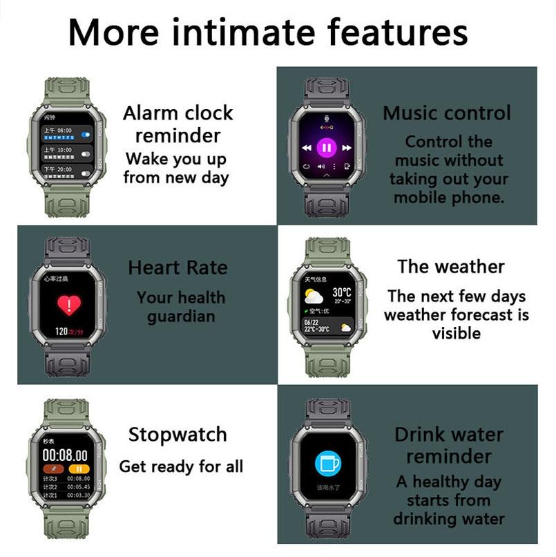 1.8 Inch Heart Rate Blood Pressure Monitoring Smart Calling Watch - Green 7
