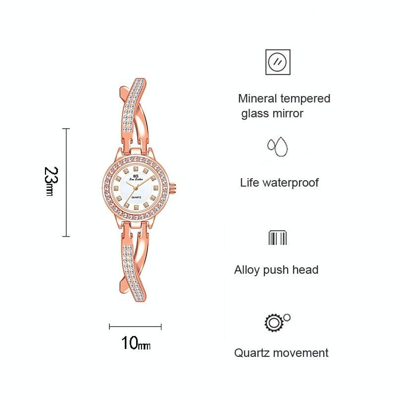 Women Butterfly Cross Diamond Bracelet Watch - Full - Silver 5