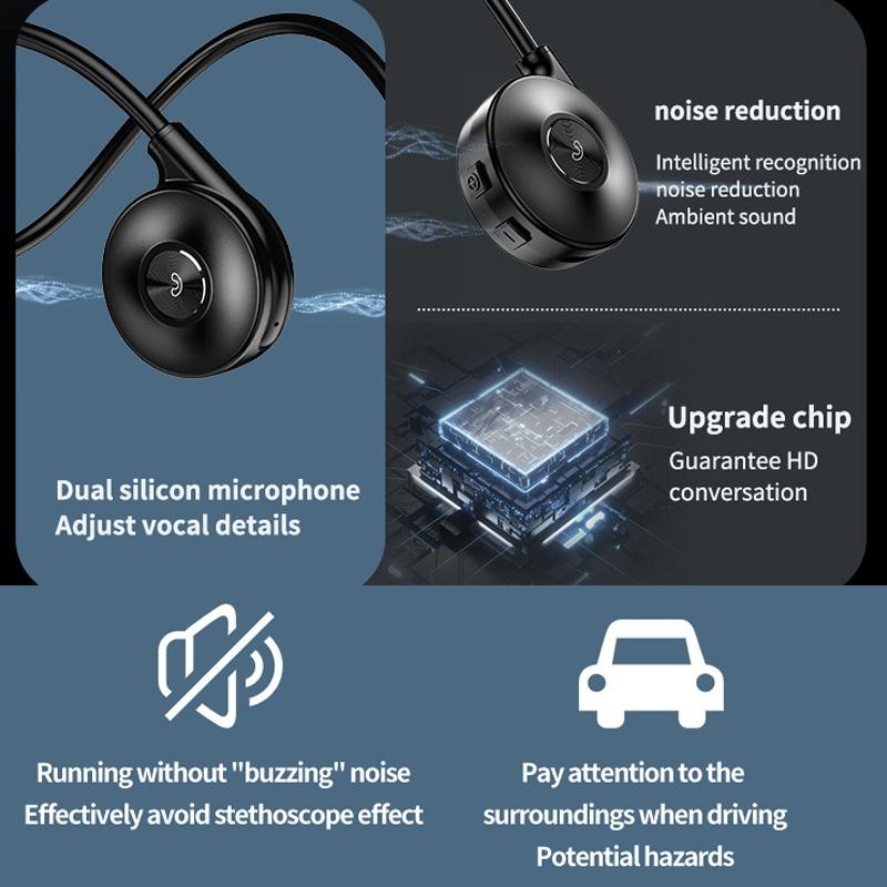 Bone Conduction Bluetooth Earphones with Stereo Vibration Speaker - Pink 6