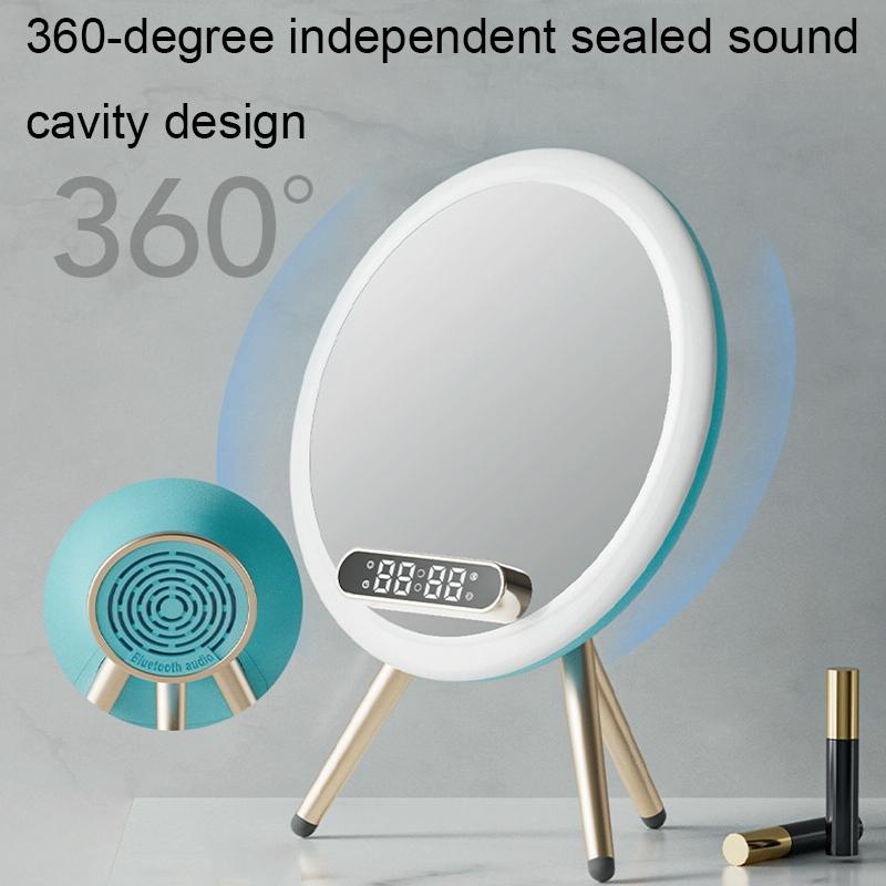 Q6 Smart Clock Display Bluetooth Speaker Fill Light Makeup Mirror With Wireless Charger Blue 5