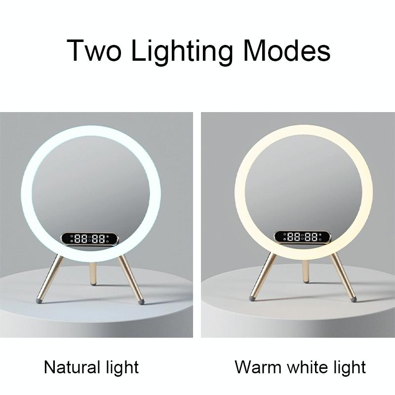 Q6 Smart Clock Display Bluetooth Speaker Fill Light Makeup Mirror With Wireless Charger Blue 6